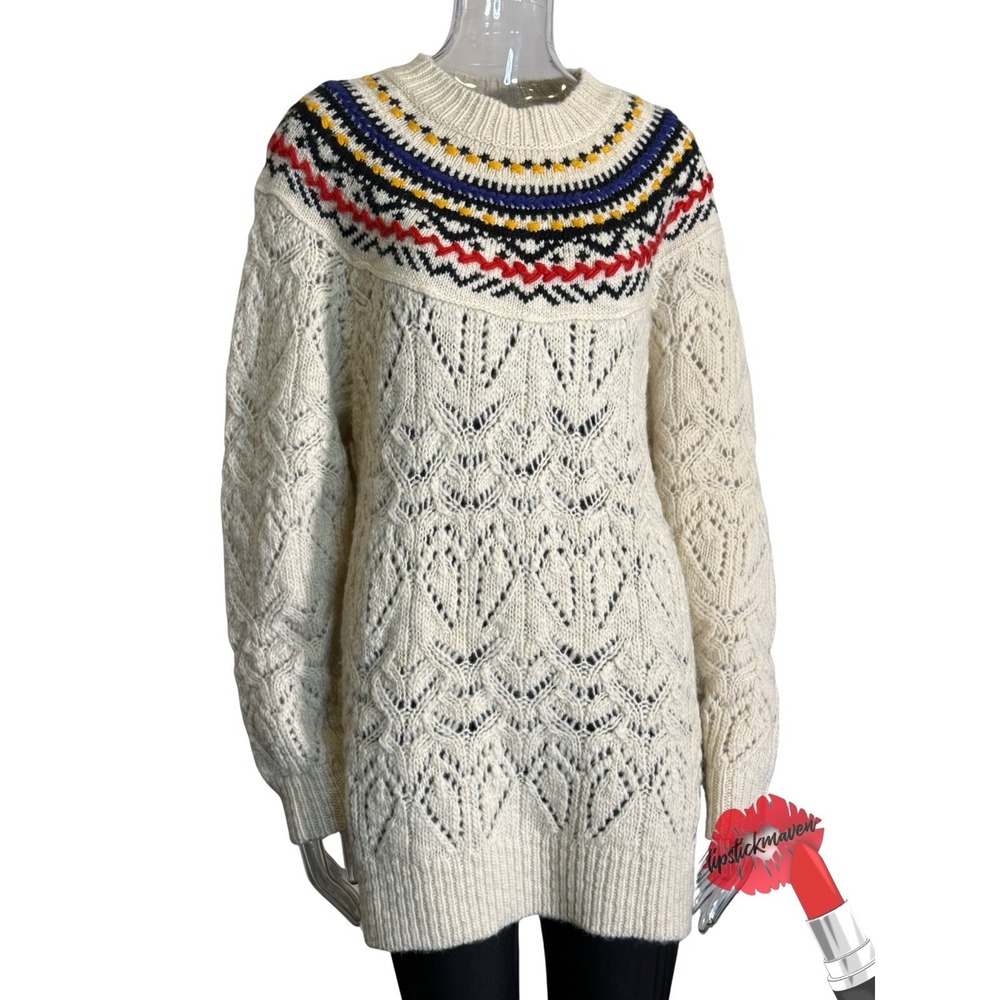 Isabel Marant Etoile Sweater Womens 42 Gil Fair Isle Wool Blend Knit Luxury‎